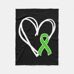 Heart Ribbon Support Mental Health Awareness Month Fleece Blanket