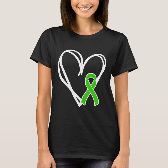 Heart Ribbon Support Mental Health Awareness Month T-Shirt (Front)