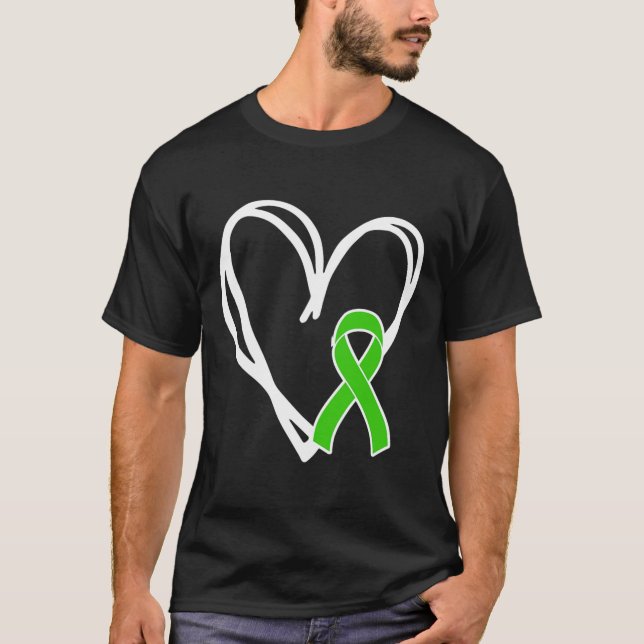 Heart Ribbon Support Mental Health Awareness Month T-Shirt (Front)