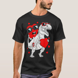 Heart Riding Dinosaur Rex  Valentines Day Boys Kid T-Shirt