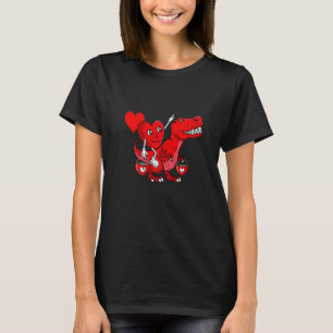 Heart Riding Dinosaur Valentines Day Cute Rex Love T-Shirt