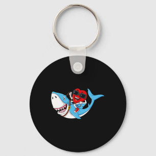 Heart Riding Shark Valentine's Day Fun Boys Girls Key Ring