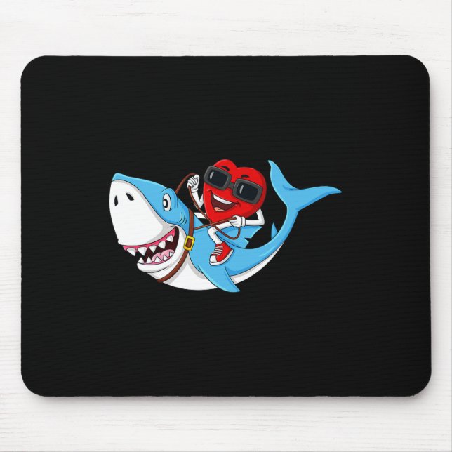Heart Riding Shark Valentine's Day Fun Boys Girls  Mouse Mat (Front)