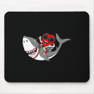 Heart Riding Shark Valentine's Day Fun Boys Girls  Mouse Mat