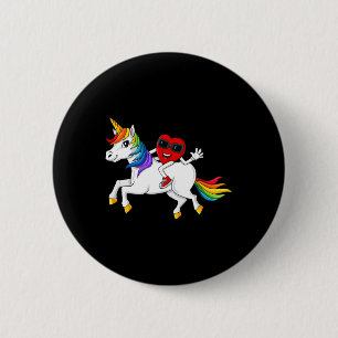 Heart Riding Unicorn Valentine's Day Fun Girls Kid 6 Cm Round Badge