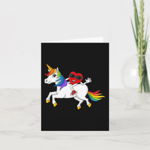 Heart Riding Unicorn Valentine's Day Fun Girls Kid Card