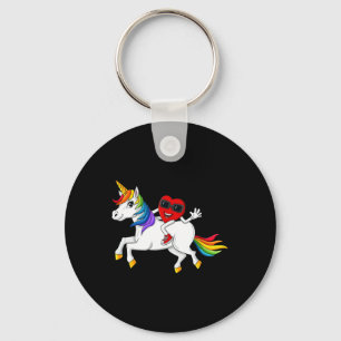 Heart Riding Unicorn Valentine's Day Fun Girls Kid Key Ring