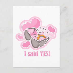 Heart Ring I Said Yes Announcement Postcard
