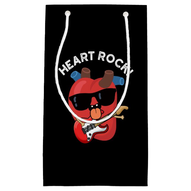 Heart Rock Funny Music Pun Dark BG Small Gift Bag (Front)
