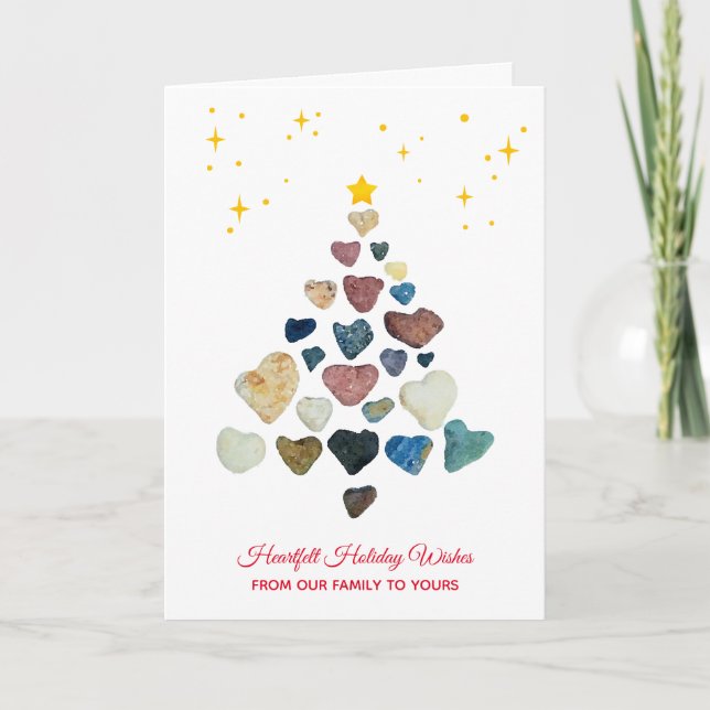 Heart Rocks Heartfelt Holiday Wishes Greeting Card (Front)