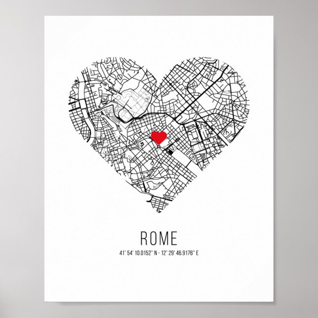 Heart Rome City Map (Italy) Poster (Front)