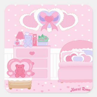 Heart Room Spiral Notebbok Square Sticker