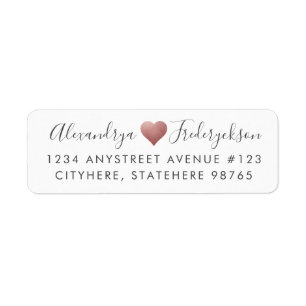 Heart Rose Gold Pink Faux Foil Return Address