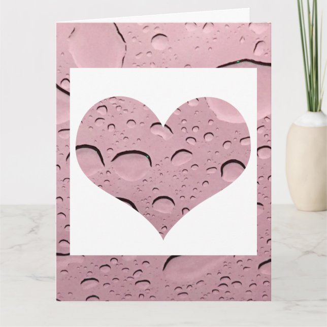 Heart Rose Gold Pink Water Drop Abstract Cute Card (Front)