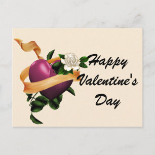Heart & Rose Happy Valentine's Day Postcards