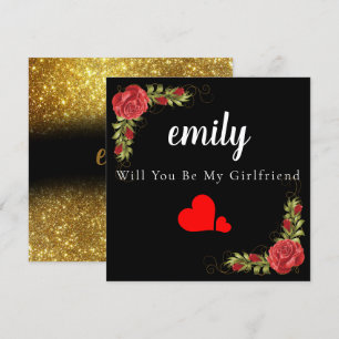Heart Roses Elegant Will You Be My Girlfriend Card