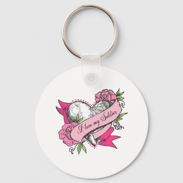 Heart & Roses Key Ring (Front)