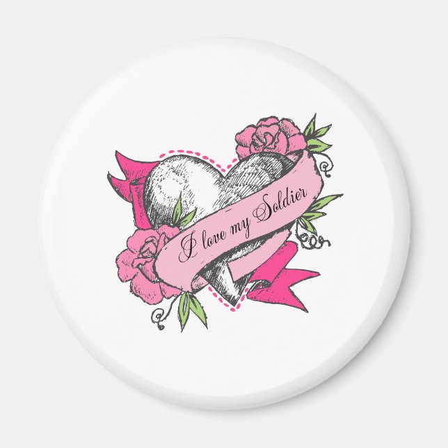 Heart & Roses Magnet (Front)