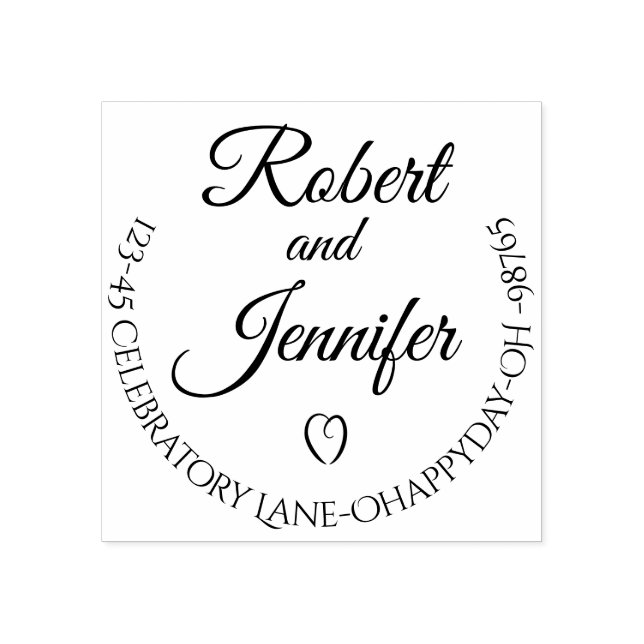 Heart Round Wedding Return Address Stamp Custom (Imprint)