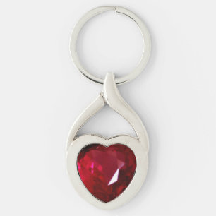 Heart Ruby Gemstone Key Ring