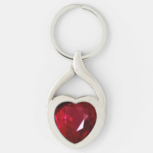 Heart Ruby Gemstone Key Ring (Front)