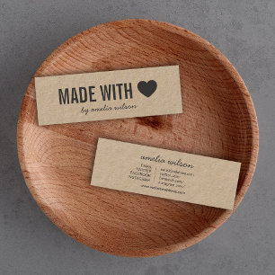 Heart Rustic Made with Love Kraft Social Media Mini Business Card