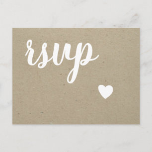 Heart rustic wedding RSVP postcards