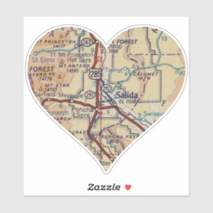 Heart Salida Vintage Map
