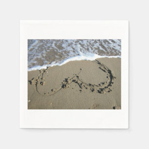 Heart Sand Beach Wedding Paper Napkins