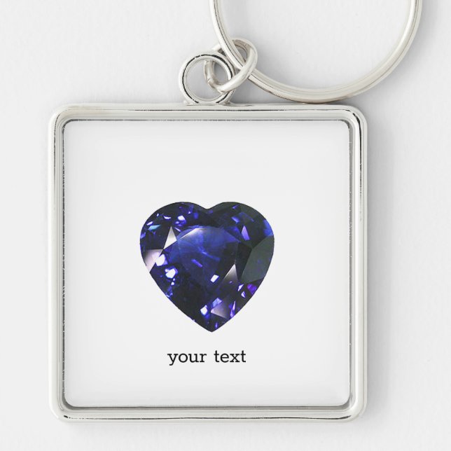 Heart Sapphire Blue Key Ring (Front)