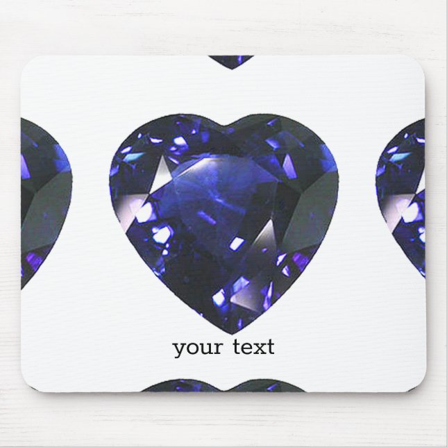 Heart Sapphire Blue Mouse Mat (Front)