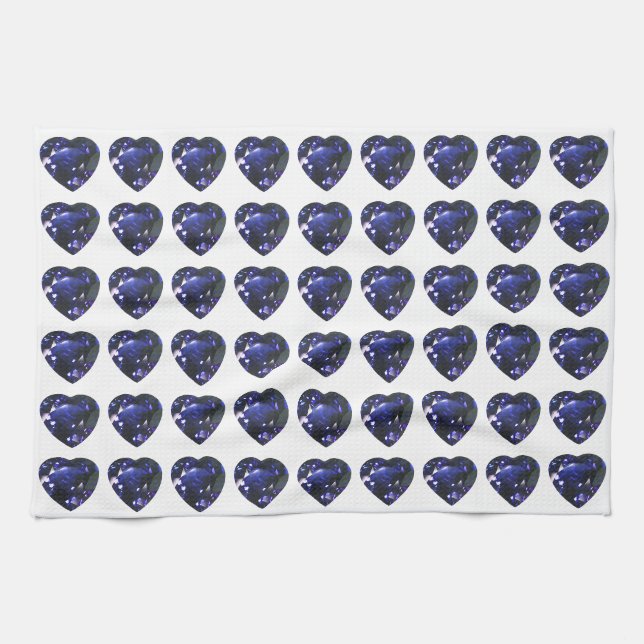 Heart Sapphire Blue Tea Towel (Horizontal)