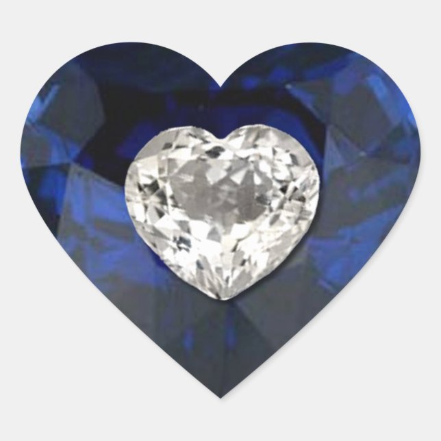 Heart Sapphire Diamond Print Sticker (Front)