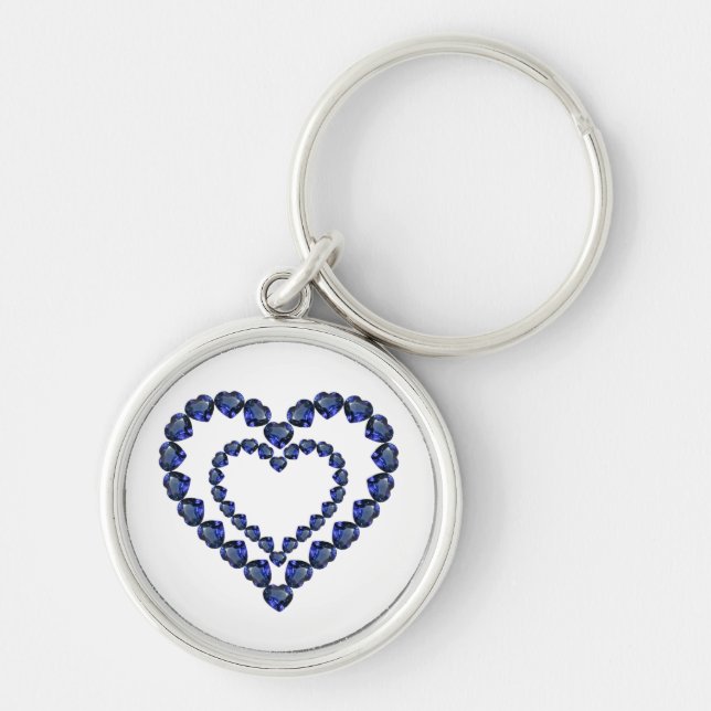 Heart Sapphire Gemstone Key Ring (Front)