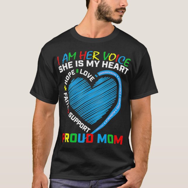 Heart Sayings Mother Wear Blue Daughter Autism T-Shirt (Front)