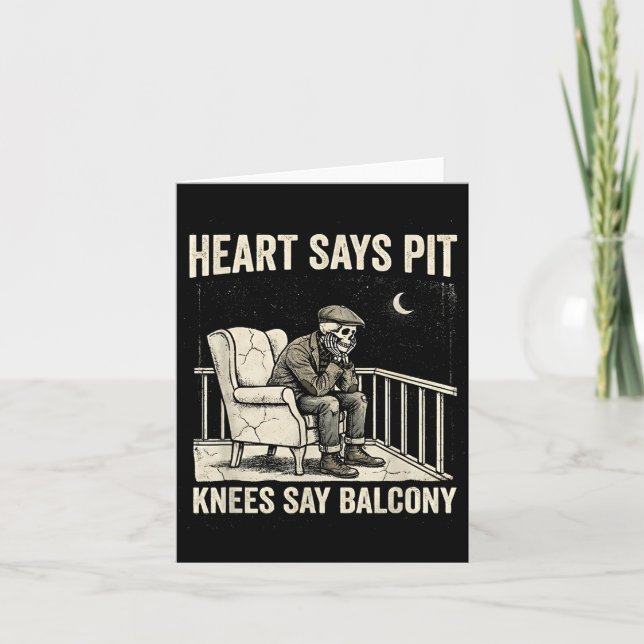Heart Says T Knees Say Balcony Funny Old Men Music Card (Front)