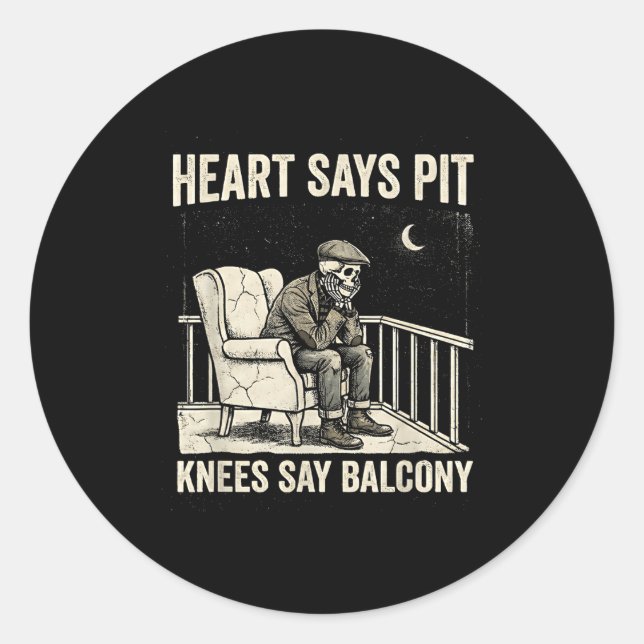 Heart Says T Knees Say Balcony Funny Old Men Music Classic Round Sticker (Front)