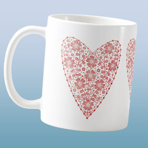 Heart Scandinavian Red White Coffee Mug