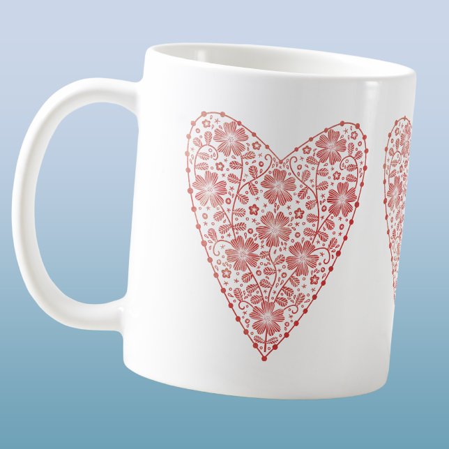 Heart Scandinavian Red White Coffee Mug (Creator Uploaded)