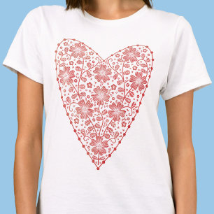 Heart Scandinavian Red White T-Shirt