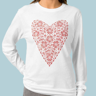 Heart Scandinavian Red White T-Shirt