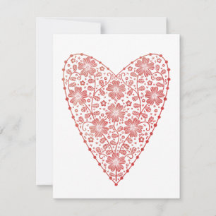 Heart Scandinavian Red White Valentine's  Card