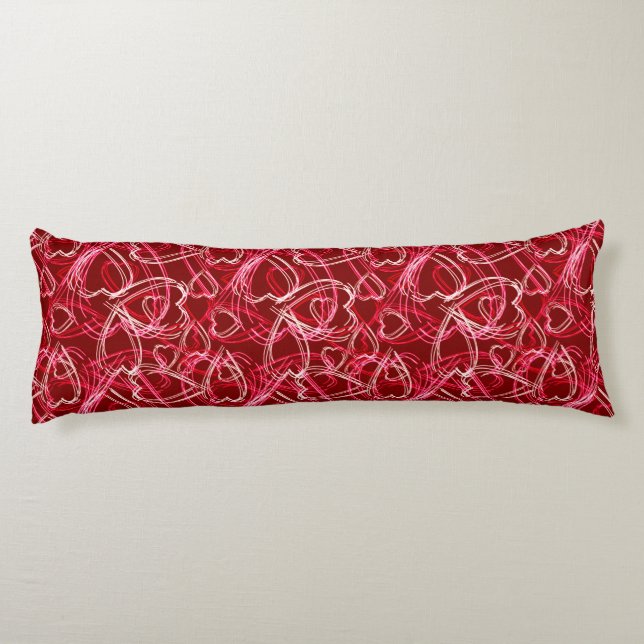 Heart Scribbles Ruby Red Body Cushion (Back)