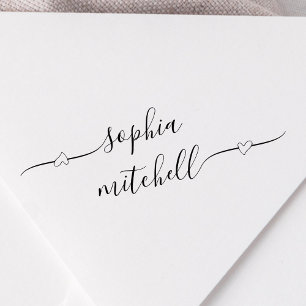 Heart Script Calligraphy Name Rubber Stamp