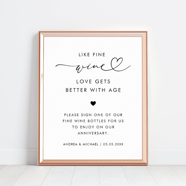 Heart Script Like Fine Wine Guestbook Wedding Sign (Creator Uploaded)