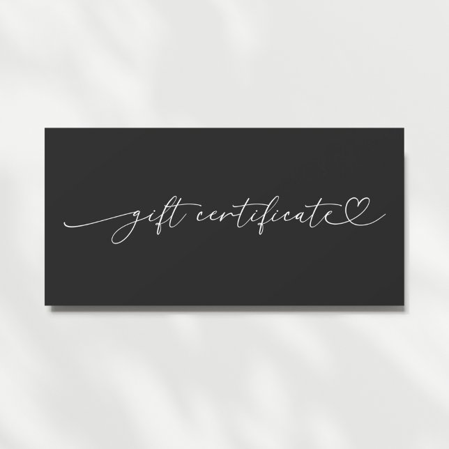 Heart Script Modern Business Logo Gift Certificate (Creator Uploaded)