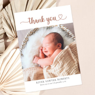 Heart Script Photo Baby Shower Thank You Card