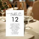 Heart Script Seating Chart Names Minimal Wedding Table Number<br><div class="desc">Create a stylish and organised reception with this Heart Script Seating Chart Names Minimal Wedding Table Number. Featuring elegant heart script, this table number adds a touch of romance and sophistication to your wedding decor. Perfect for modern or minimalist-themed weddings, it allows guests to easily find their seats while enhancing...</div>