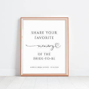 Heart Script Share a Memory Bridal Shower Sign