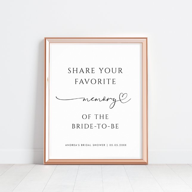 Heart Script Share a Memory Bridal Shower Sign (Creator Uploaded)